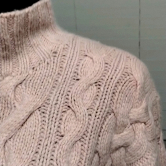 Limited Handknit lambswool mock neck sweater blush pink Sz XS So incredibly soft - Picture 7 of 9
